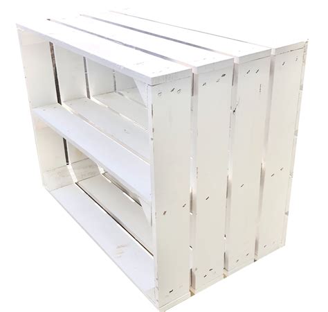 1 X White Painted Crate With Long White Shelf Wooden Apple Crates