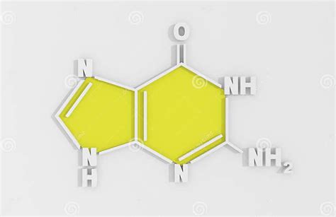 Chemical Structural Formula Of Guanine Dna And Rna Nitrogen Base 3d Render Stock Illustration