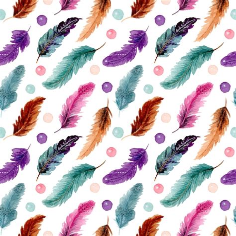 Premium Vector Seamless Pattern Of Colorful Watercolor Feathers