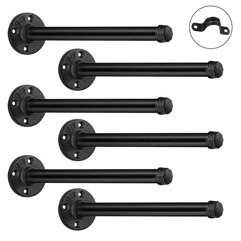 Buy 12 Inch Industrial Black Iron Pipe Shelf Brackets Set Of 6 Rustic