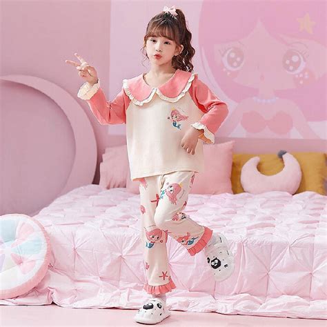 Sanrioed Girls Sweet Princess Collar Pajama Set Cartoon Cinnamoroll