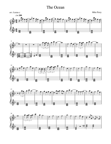 The Ocean Sheet Music For Piano Solo