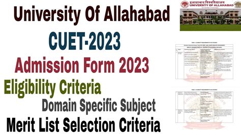 University Of Allahabad Cuet Admission Form Ug And Pg