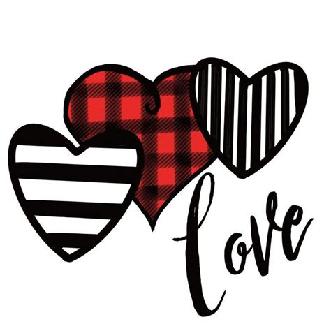 Love Hearts Valentines Day Red And Black Hearts Buffalo Plaid Hearts