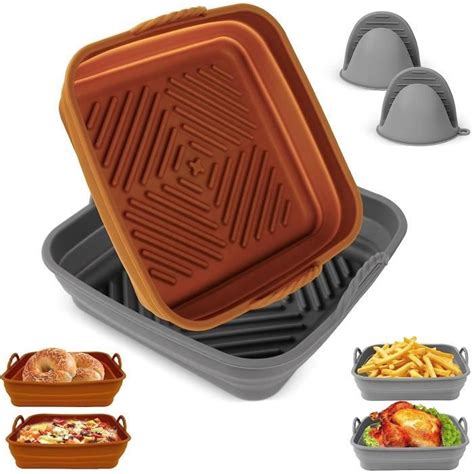 2 Plateaux Pliables Pour Friteuse À Air En Silicone Pot En Silicone