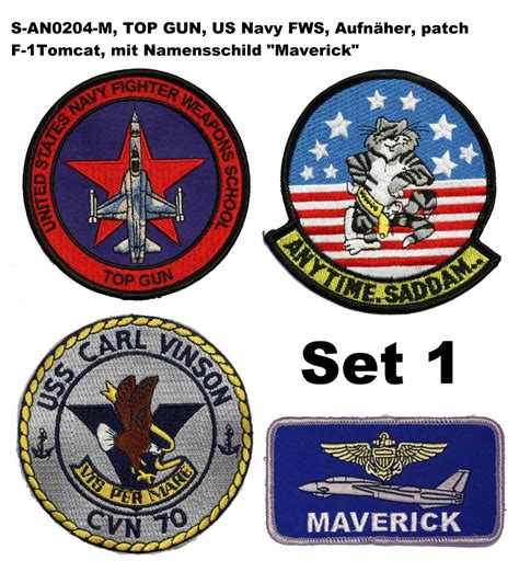 TOP GUN US Navy FWS Aufnäher patch F 14 Tomcat Maverick 4er Satz