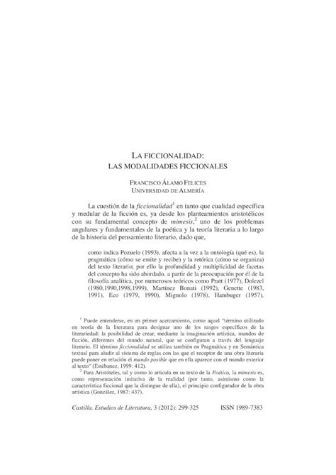 PDF LA FICCIONALIDAD LAS MODALIDADES PDF Filedel Texto Literario