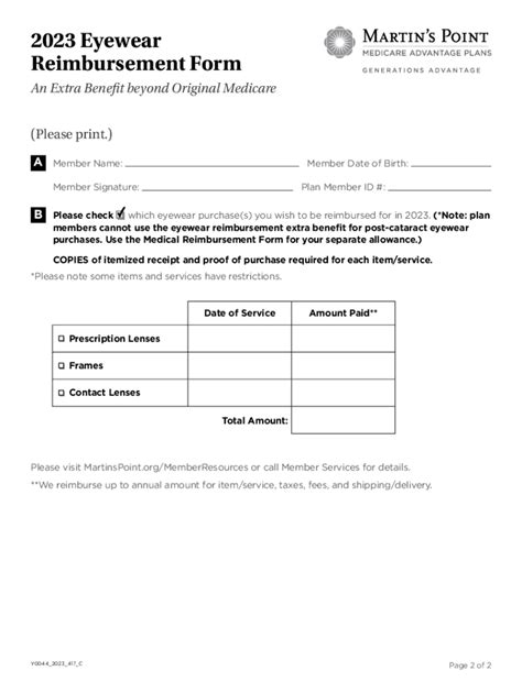 Fillable Online 2023 Eyewear Reimbursement Form Fax Email Print Pdffiller