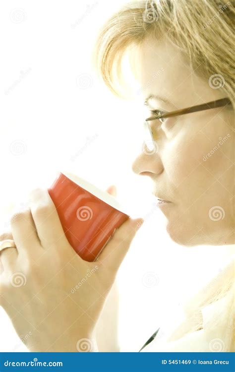 Blond Woman With Morning Cofee Stock Image Image Of Light Profile