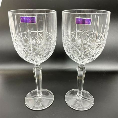 Set Of 2 Marquis By Waterford Brady Wine Glasses Goblets Glassware