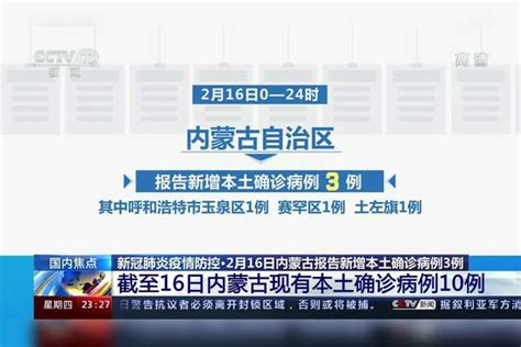 新冠肺炎疫情防控·2月16日内蒙古报告新增本土确诊病例3例 截至16日内蒙古现有本土确诊病例10例呼和浩特新增11例本土确诊31省份增本土