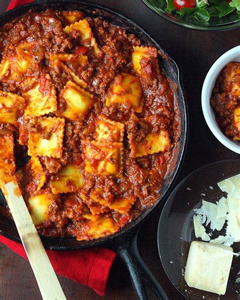 One Pan Ravioli With Easy Meat Sauce The Dinner Shift