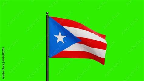 D Rendered Puerto Rico National Flag Waving Animation With Realistic