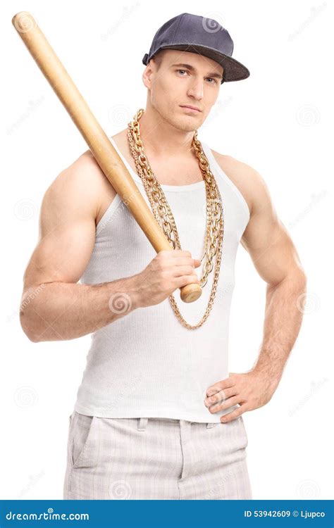 Gangster Holding A Baseball Bat Stock Image Image Of Gangster