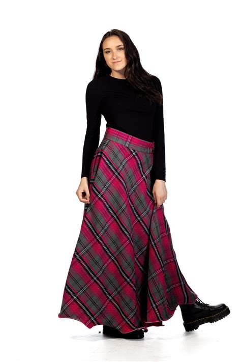 Long Plaid Skirt Womens Long Tartan Skirts Top Kilt