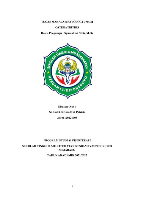Pdf Makalah Osteoatrithis Oa