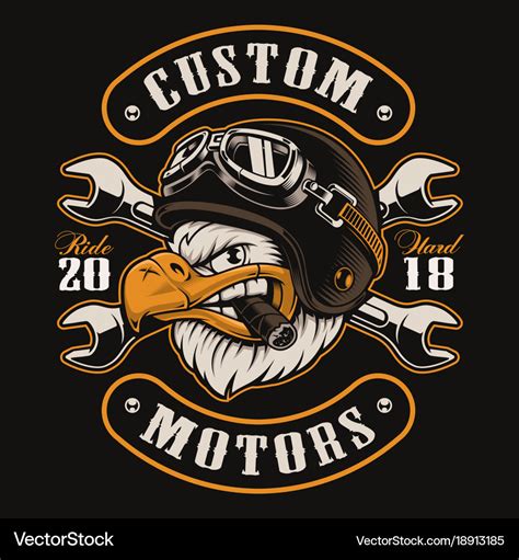 Eagle biker t-shirt design color version Vector Image