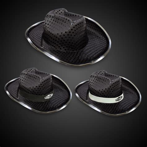 Black Sequin Led Cowboy Hat