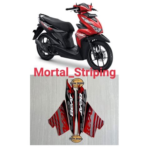 Jual STIKER STRIPING LIS BODY HONDA BEAT FI NEW 2021 2022 MERAH HITAM