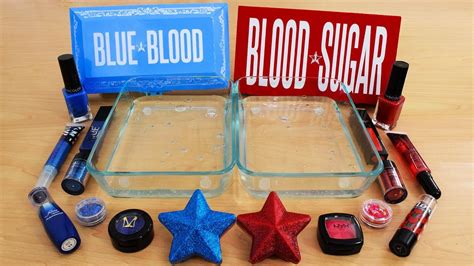 Blue Vs Red Mixing Makeup Eyeshadow Into Slime Special Series