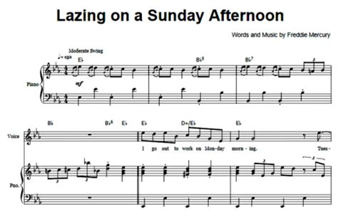 Queen Lazing On A Sunday Afternoon Free Sheet Music PDF For Piano The