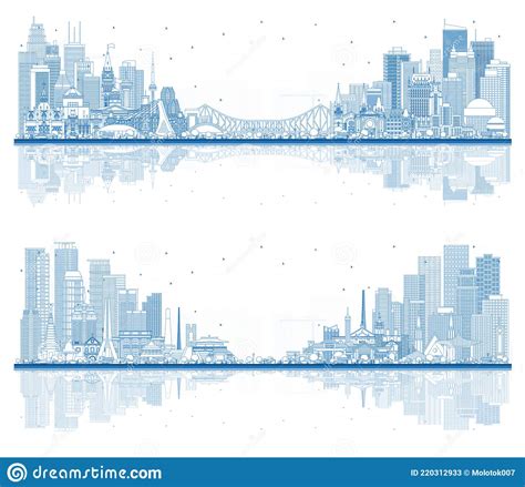 Outline Davao City Philippines Skyline With Blue Buildings Vector