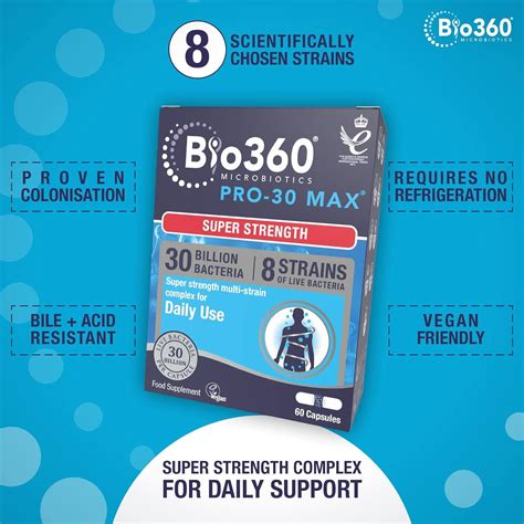 Natures Aid Bio360 Pro 30 Max 60 Capsules 30 Billion Bacteria Probiotic Supplement