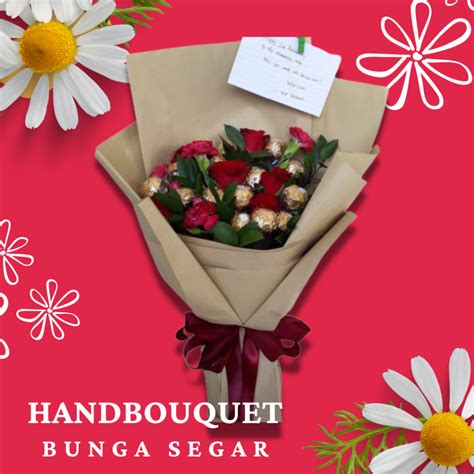 Jual Rangkaian Hand Bouquet Buket Bunga Mawar Fresh Segar Coklat Forero