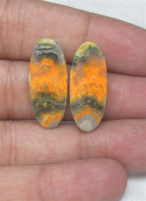 Natural Bumble Bee Jasper Cabochon Oval Pair 22 80 Cts Loose Gemstone H