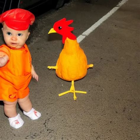 Cute Baby Chicken Dressed As An Inmate Campau Mike Stable Diffusion