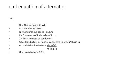 Emf Equation Of Alternator Pitch Factor And Coil Span Factor