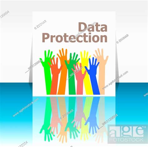 Text Data Protection Security Concept Human Hands Silhouettes Stock