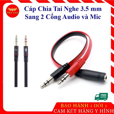 Jack chuyển đổi tai nghe 3 5 sang Audio Mic dùng trên laptop máy tính