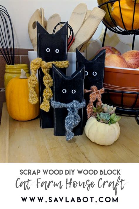 Halloween Wood Block Cats Savlabot Fall Wood Crafts Fall Halloween