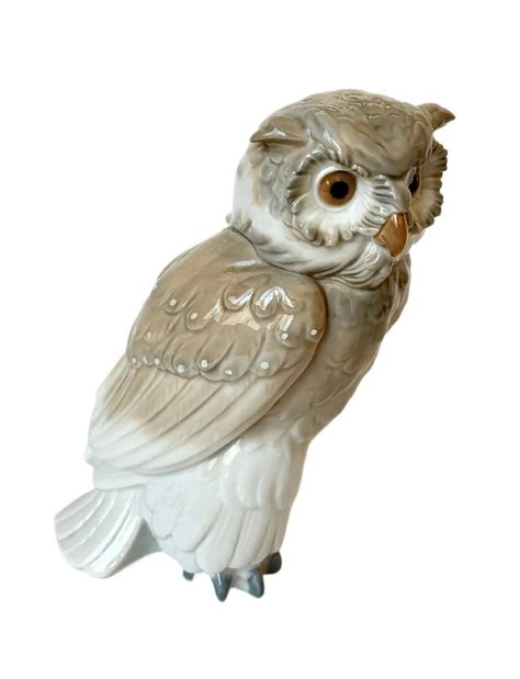 MINT Nao Lladro Owl Porcelain Figurine Statuen White Gray 7 Retired