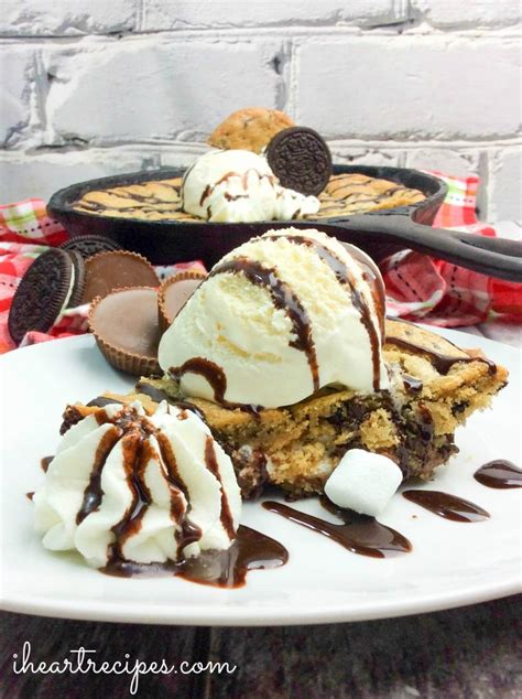 Deep Dish Oreo Reeses Skillet Cookie I Heart Recipes