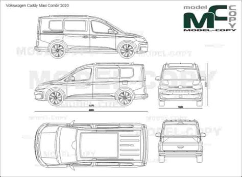 Volkswagen Caddy Maxi Combi 2020 2D Drawing Blueprints 64751