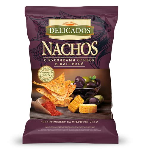 Чипсы Delicados Nachos кукурузные с оливками и паприкой, 150 г - купить ...