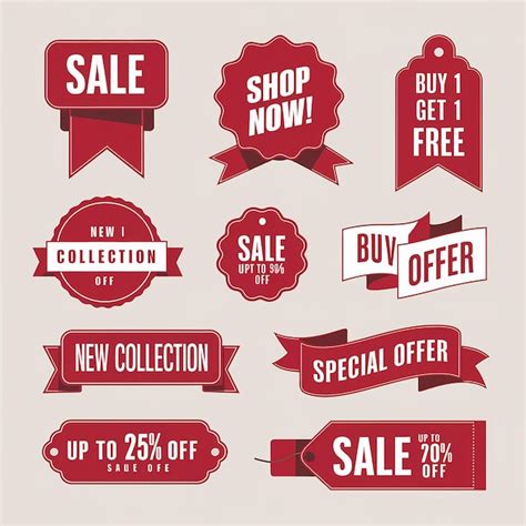 Premium Vector A Collection Of Red And White Signs With The Words