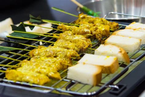 Satay Grilled Pork Satay With Toast Asian Food Stock Image Image Of