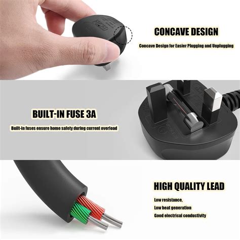 Ancable M Tv Power Cable Uk Prong To Right Angled Iec C Figure