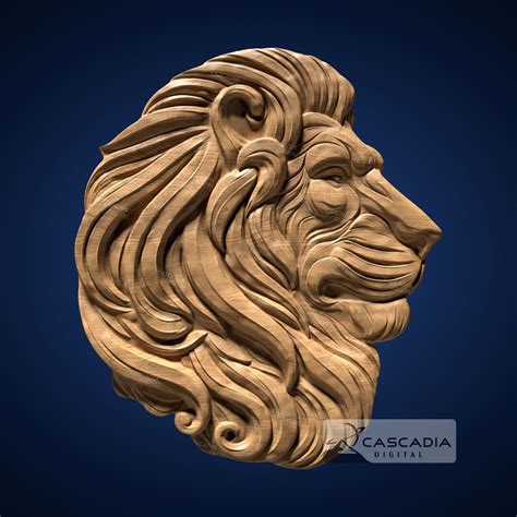 Lion Head D Stl File For Cnc Router D Print Casting Wood Carving