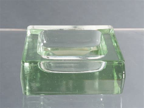 Vintage Square Heavy Glass Ashtray Vinterior