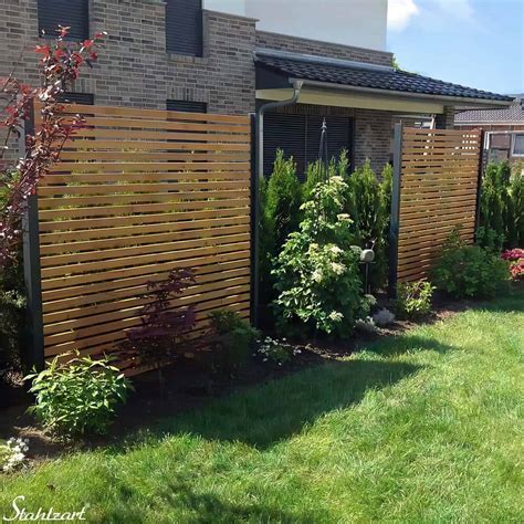 Stahlzart Sichtschutzzaun Garten Aus Holz Metall Secret 5