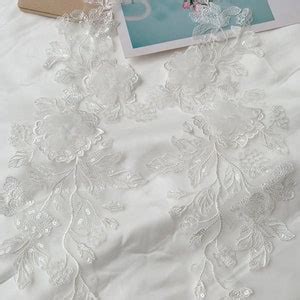 Off White Lace Applique D Lace Flower Lace Applique Sequins Lace