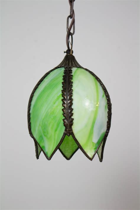 Green Slag Glass Petal Fixture Appleton Antique Lighting