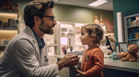 Premium AI Image | A doctor talking to a child in a clinic