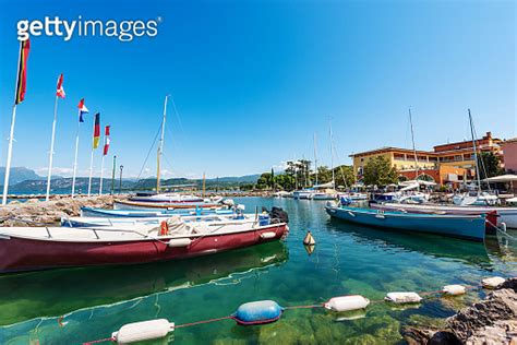 Port Of Cisano Of Bardolino Small Village On Lake Garda Veneto Italy