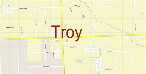 Troy Area Michigan Us Pdf Vector Map Accurate High Detailed City Plan