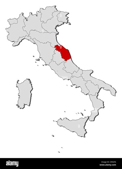 Politische Karte Von Italien Mit Den Verschiedenen Regionen Wo Marken